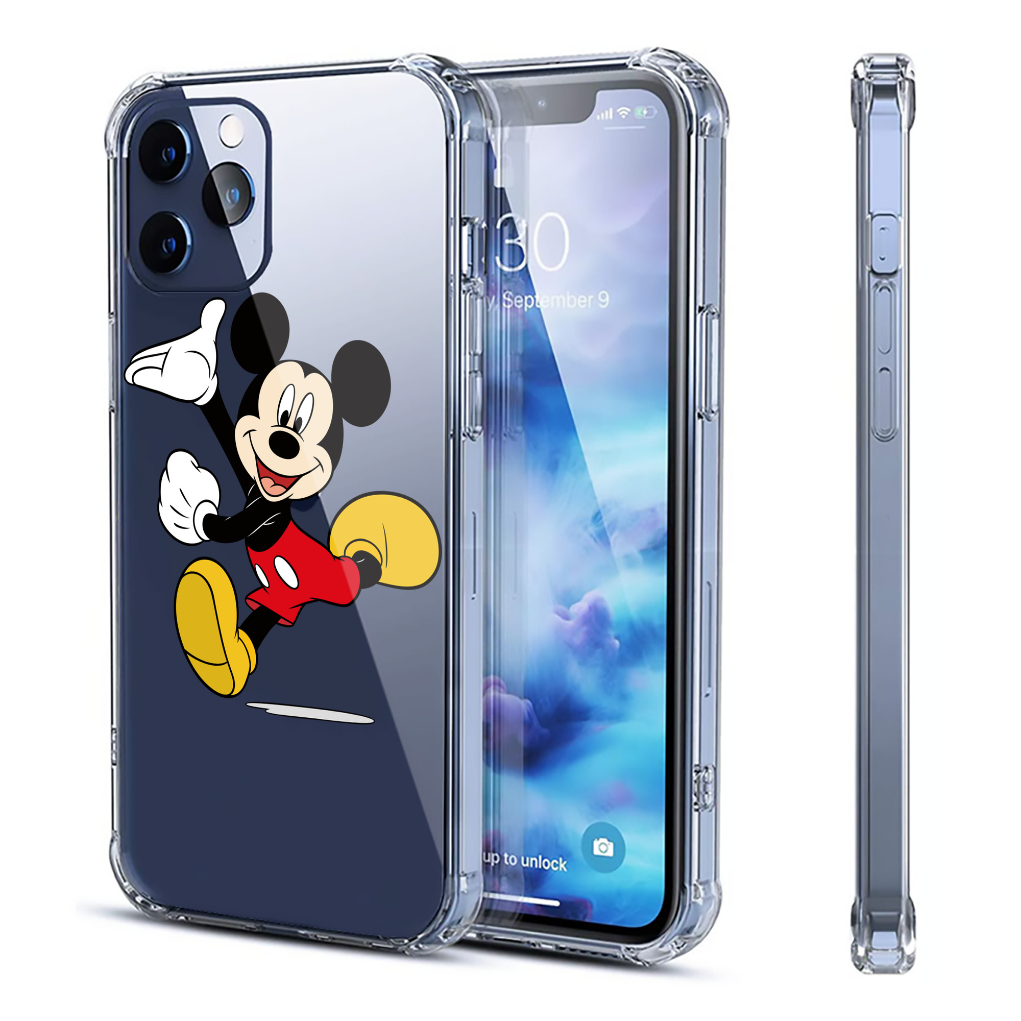 （画像用） ミッキーマウス Mickey Mouse 【iPhone 12シリーズ対応】透明スマホケース（クリアソフトケース）